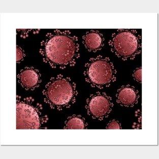 Red coronavirus bacteria pattern Posters and Art